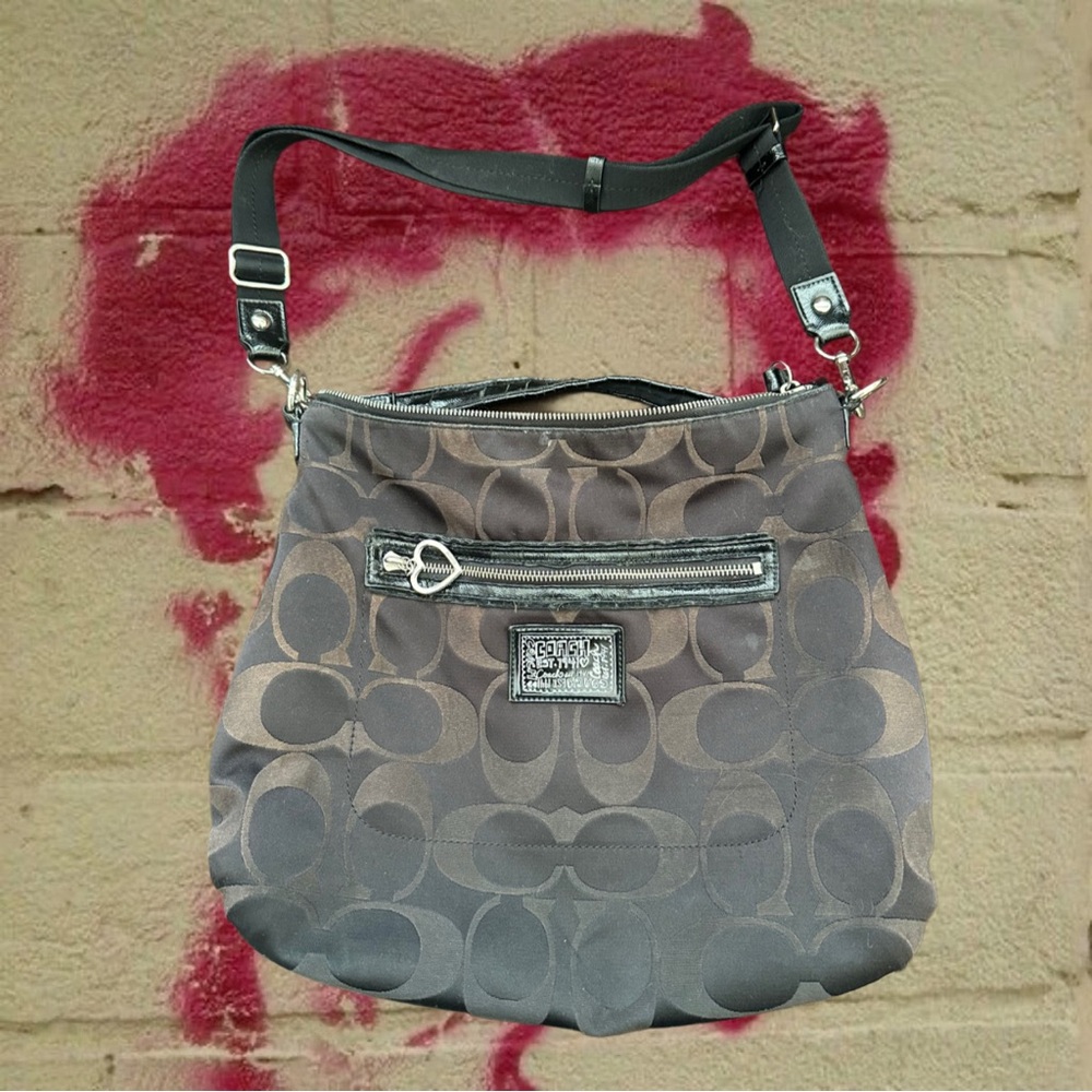 Coach Signature Jacquard Hobo Shoulder Bag in Gray